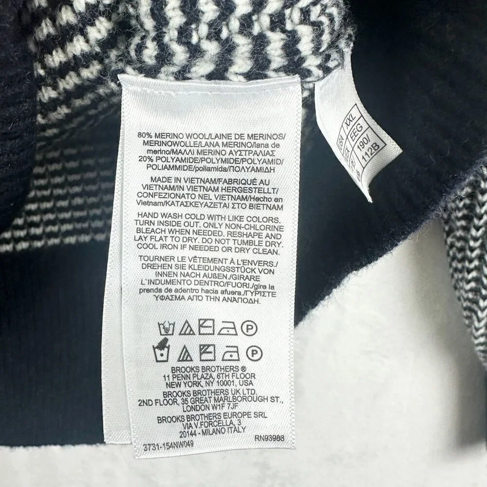 Brooks Brothers Merino Wool Birdseye Sweater Size XXL Fisherman Preppy Classic